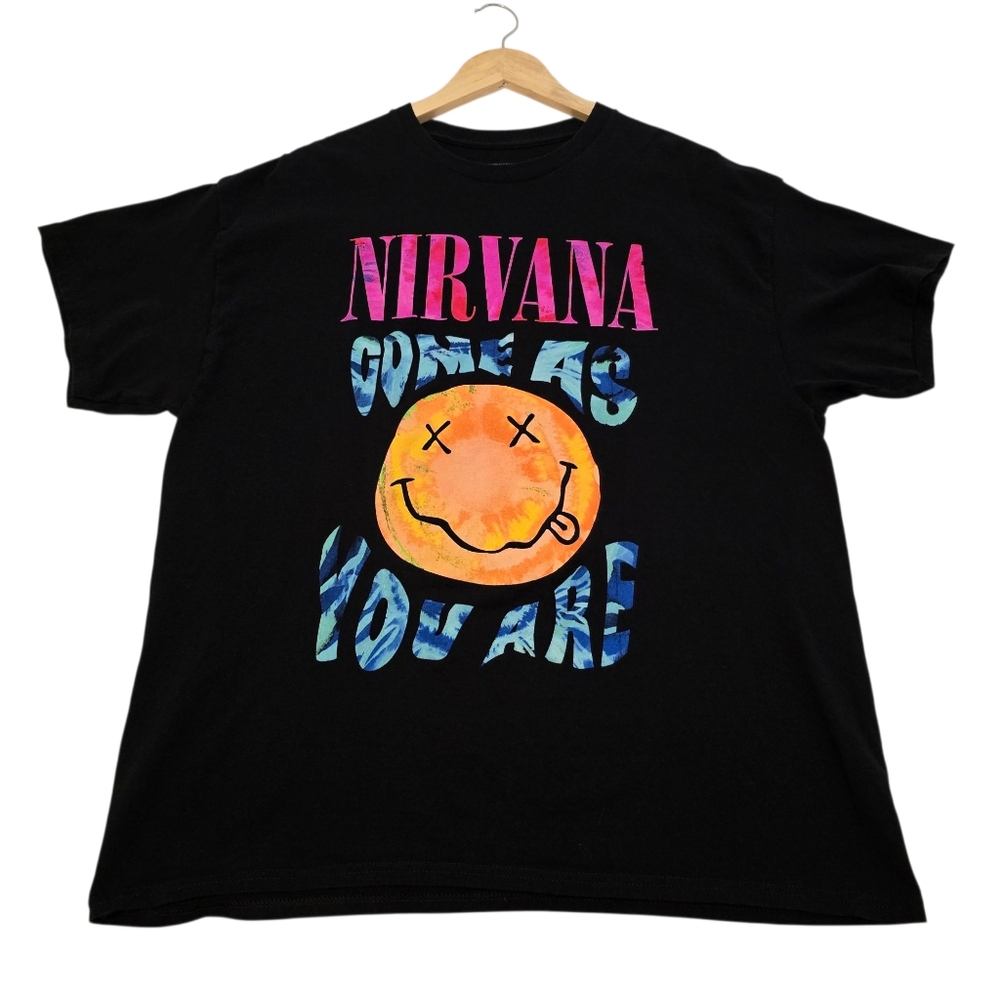 Nirvana "Come As You Are" Short Sleeve Grunge Black T-shirt, Men's Size XL